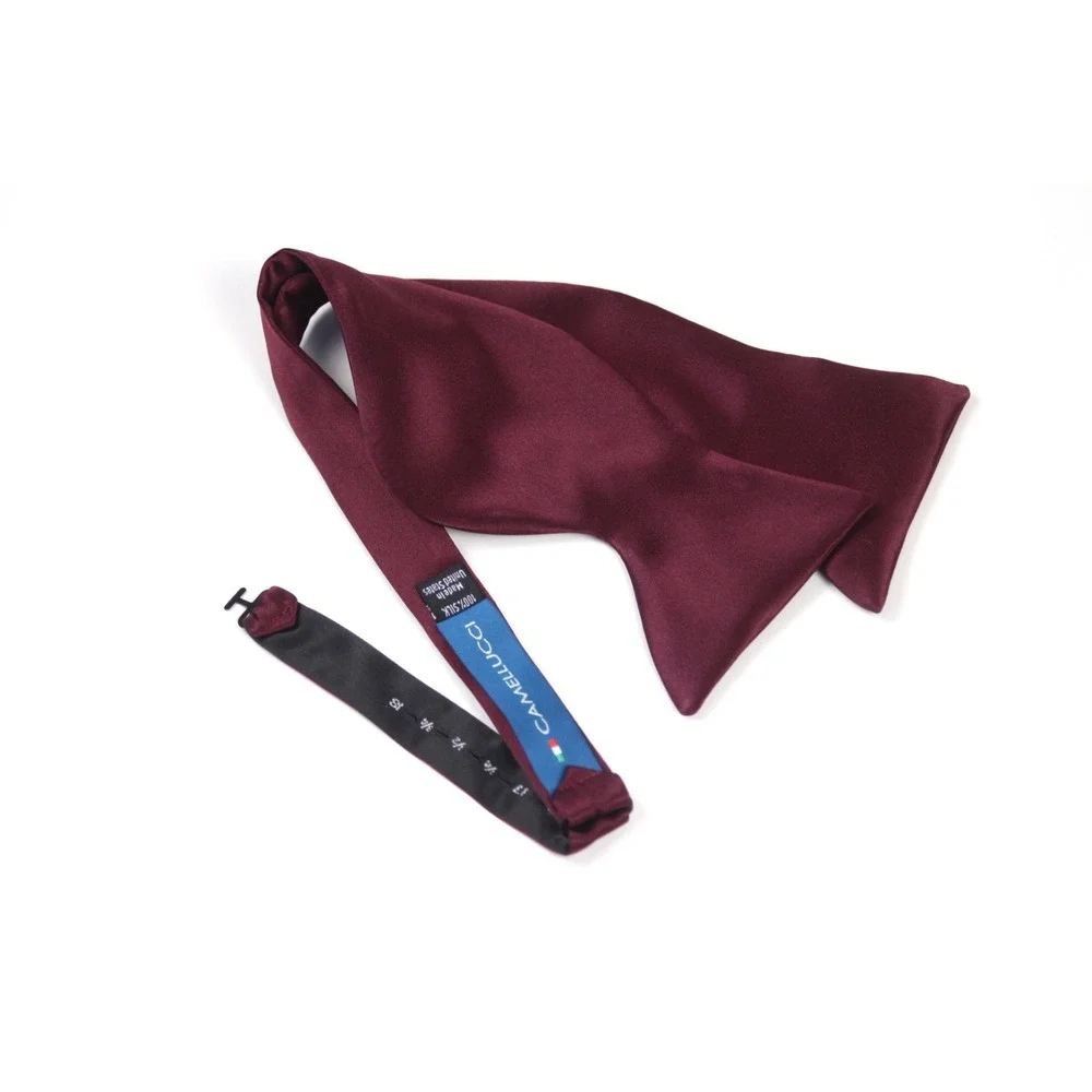 Men's Self-Tie Bow Tie 100%‎ Silk Big Butterfly Wine color Classic Formal